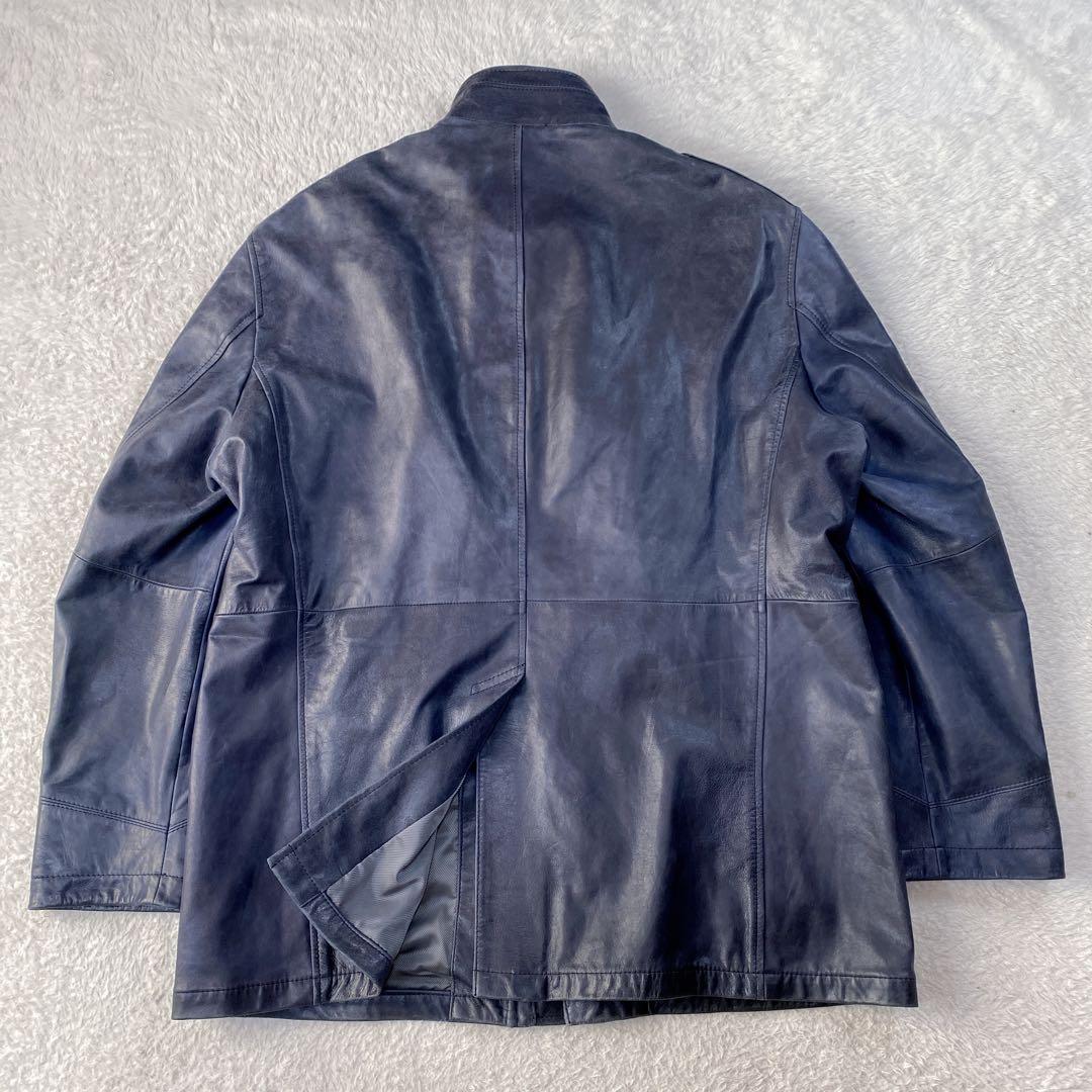 希少色・特大3L/ ダーバン ラムレザー ハンティングジャケット ダークブルー