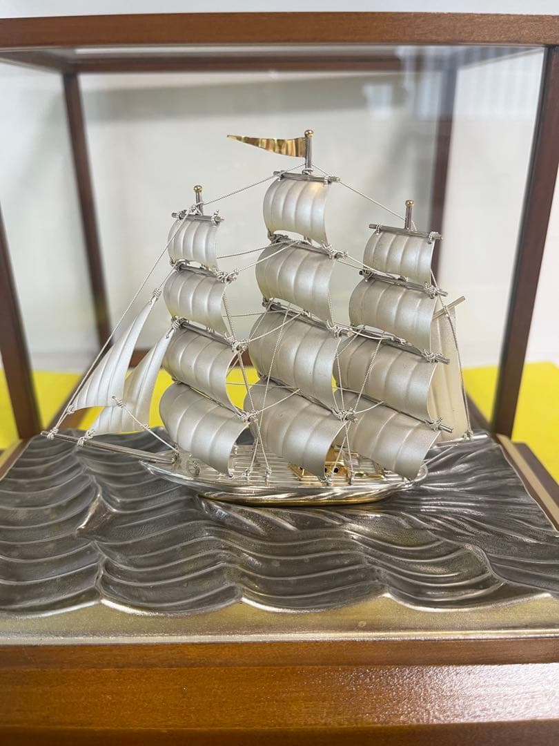 【希少】銀製 武比古シルバーSILVER 銀船 大型帆船 クリッパー 置き物