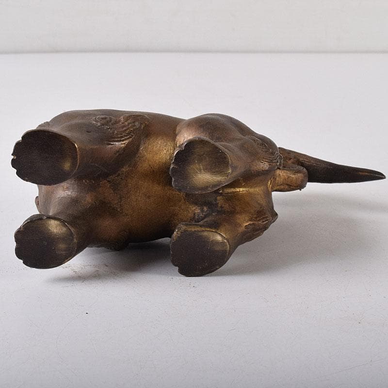 時代金工　古銅　獅子香合　時代箱　V　R8303