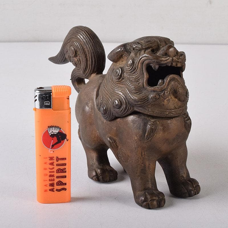 時代金工　古銅　獅子香合　時代箱　V　R8303