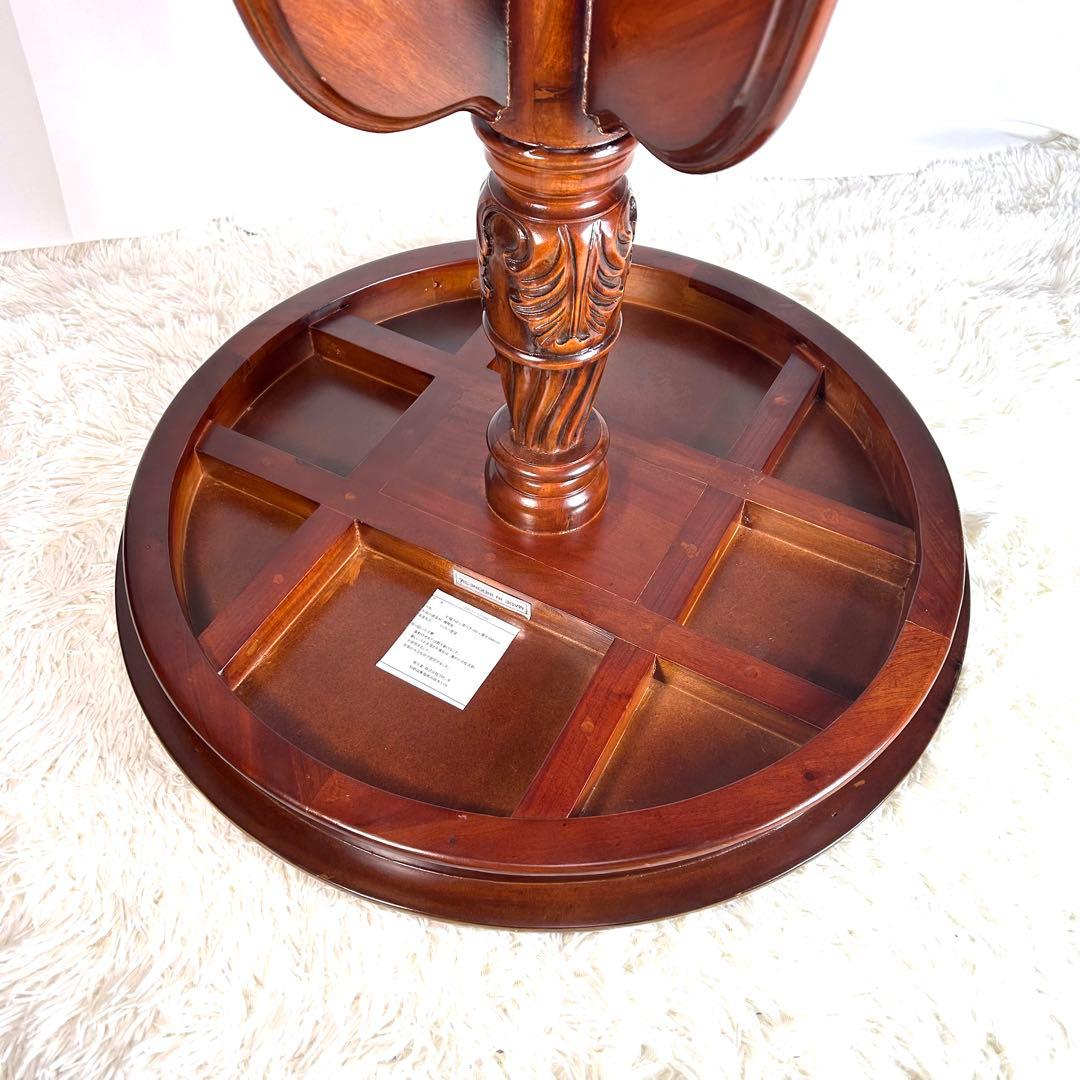 kuroshio コモテーブル　猫脚　ヨーロッパ風　高級　レザー調　丸テーブル