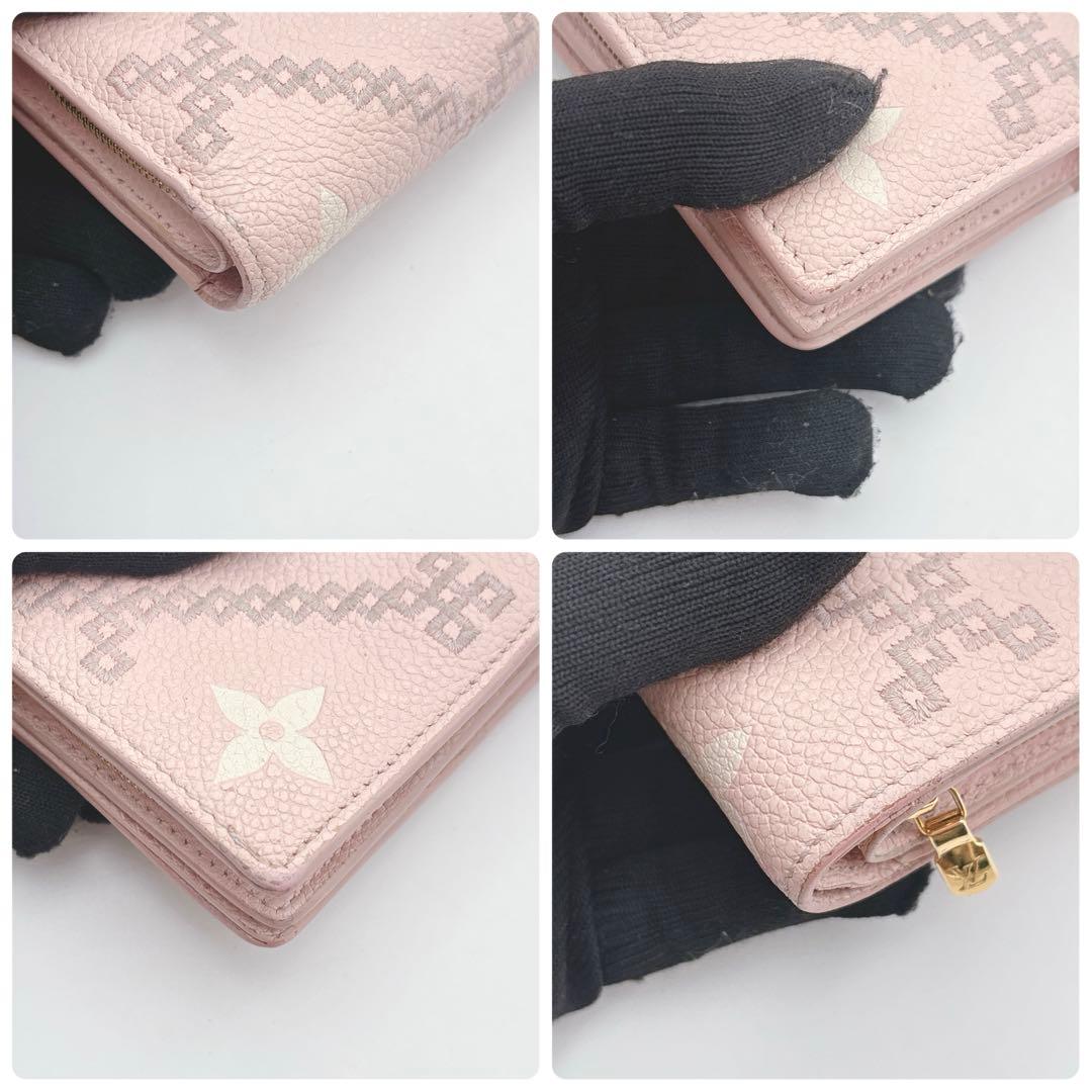 鑑定済　ルイヴィトン 折財布 モノグラムアンプラント ポルトフォイユ クレア