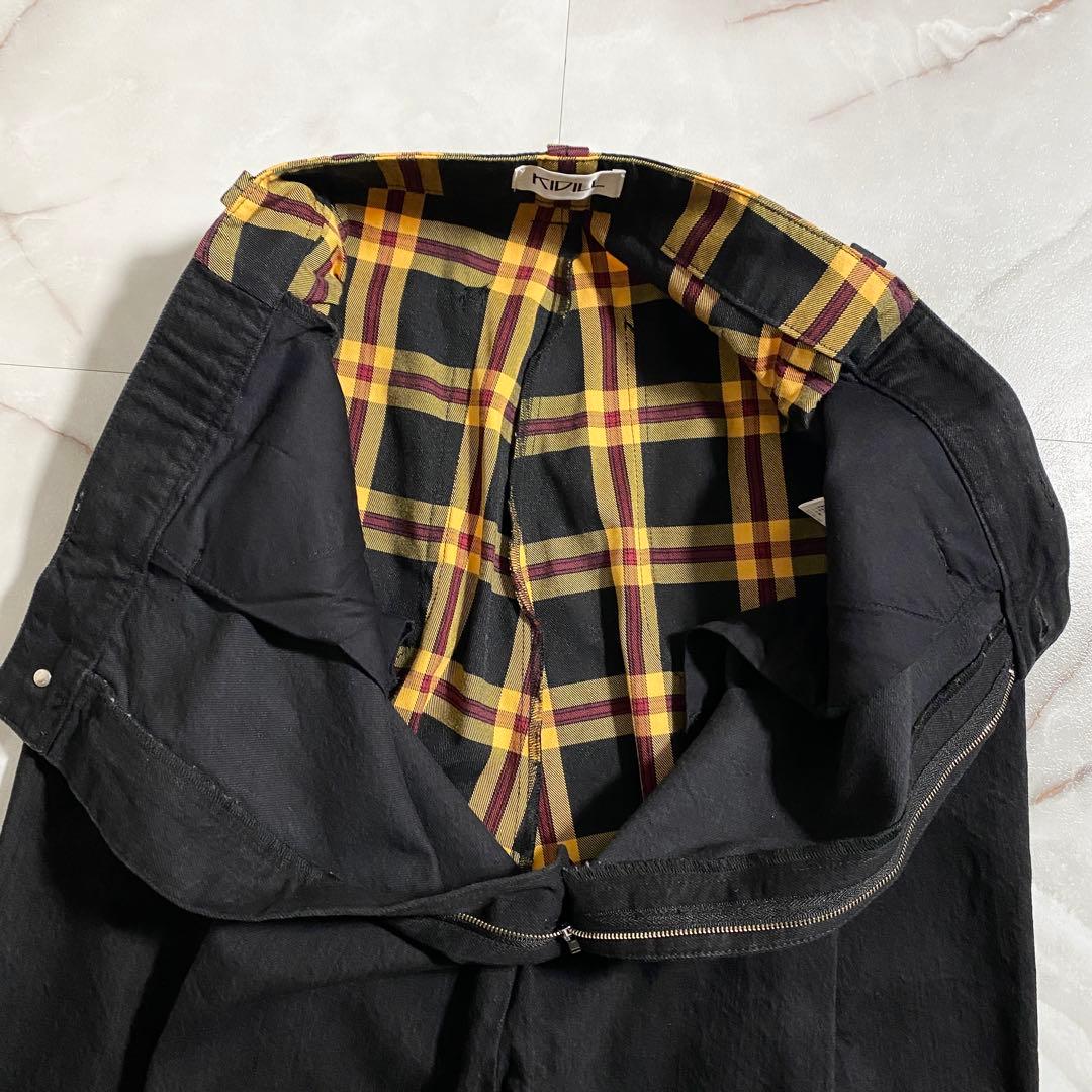 A18069 美品 キディル ドッキングボンテージサルエルパンツ 黒黄 46