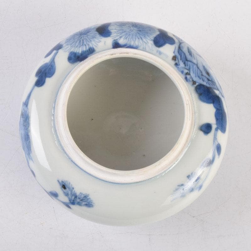 瀬戸焼　古瀬戸染付花草文　茶壷　蓋物　蓋壷　蓋香炉　V　8382