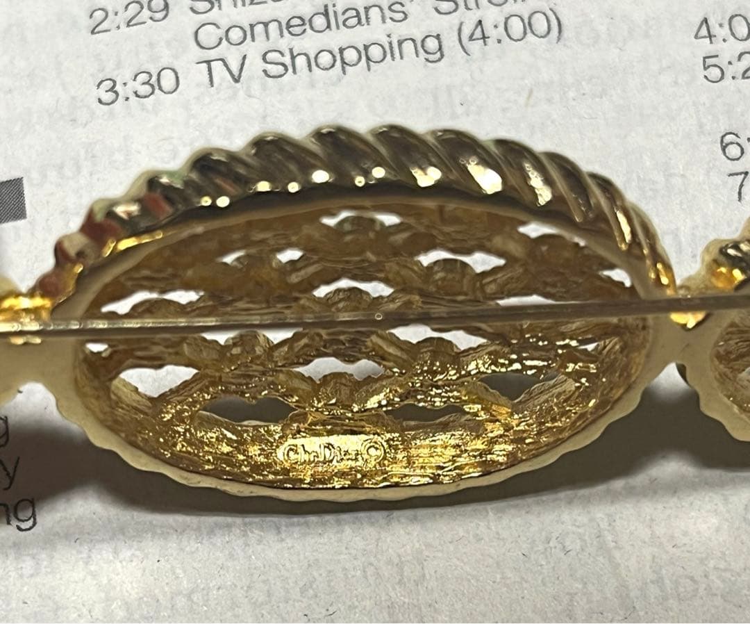 希少　Christian Dior ブローチ　ゴールドカラー　ラインストーン