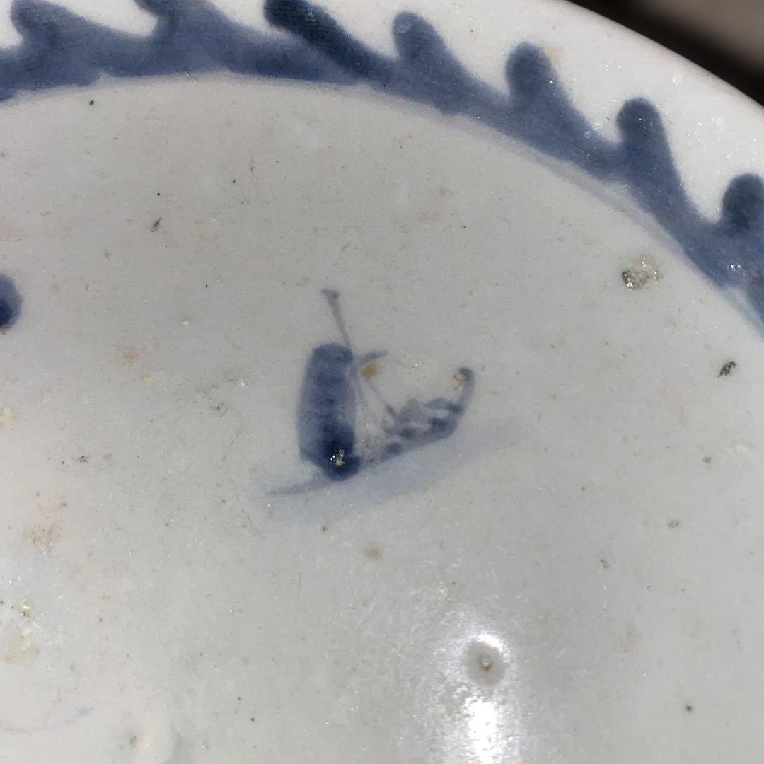 初期伊万里　皿　山水舟図