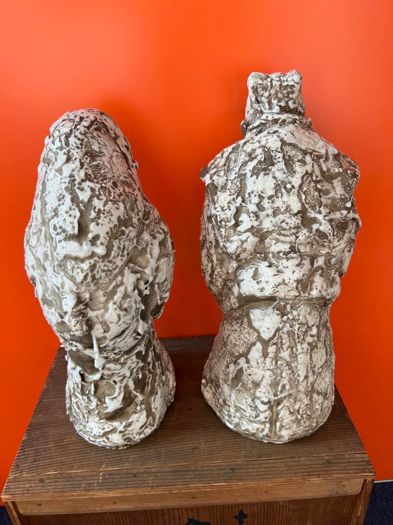 1490 希少　志野焼　信令作　高砂人形　壹対　美品　美術品