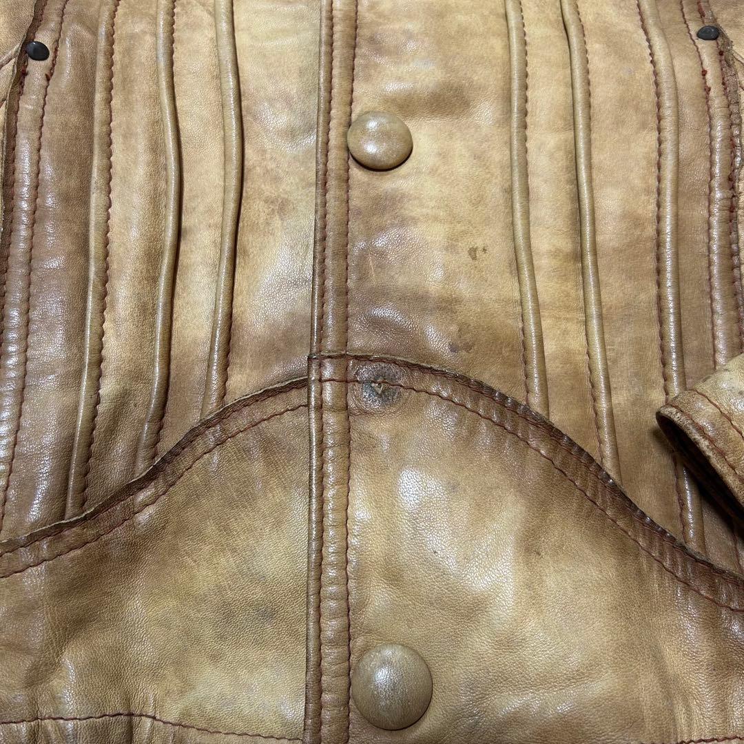 70s vintage レザージャケット シングル 鬼フェード y2k 短丈