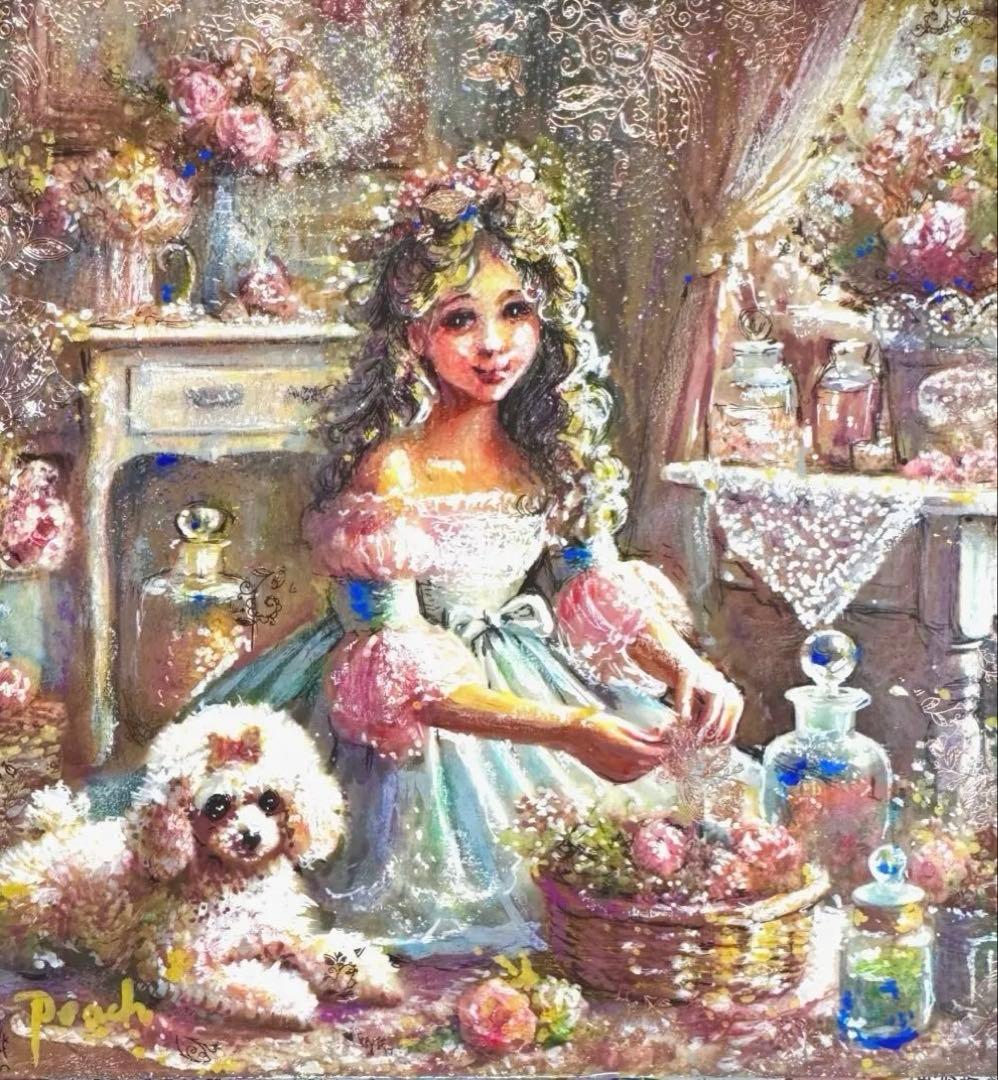 ま*ゆ様 絵画原画《ポプリgold》feminine tones &girly