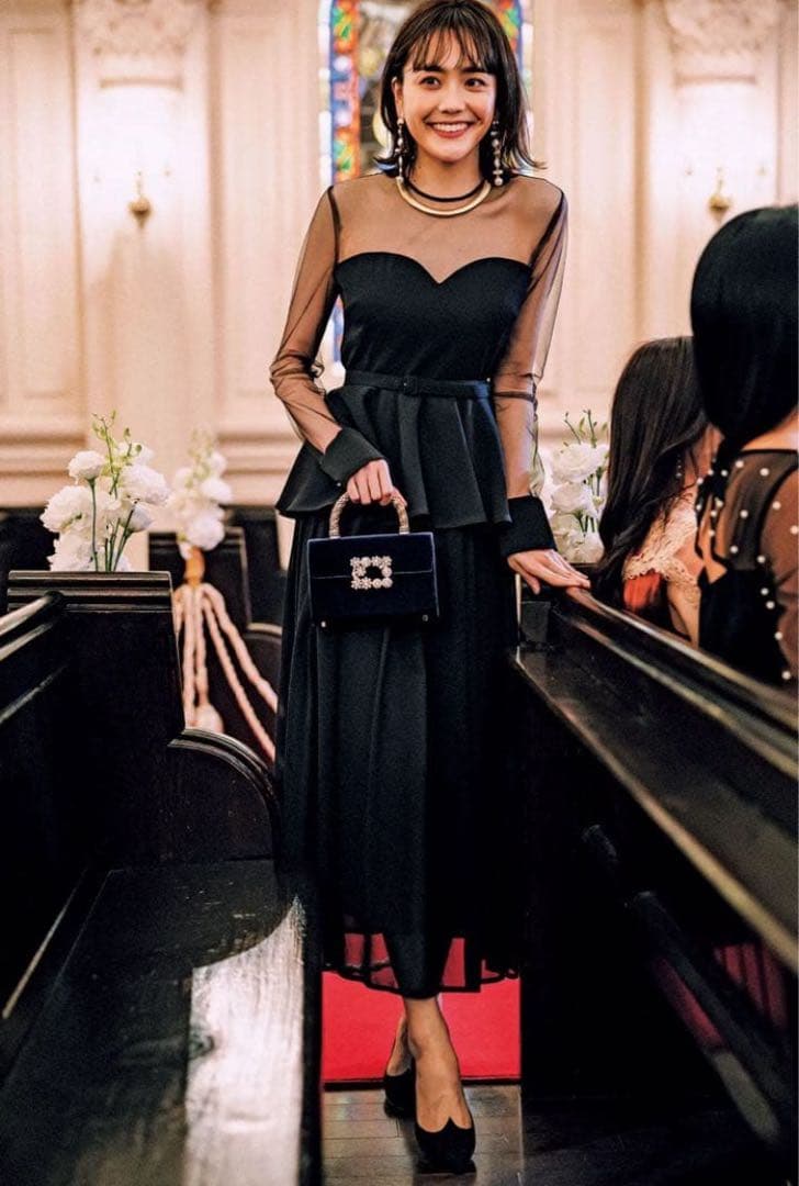 SOPHISTICATED PEPLUM DRESS アメリ　ameri