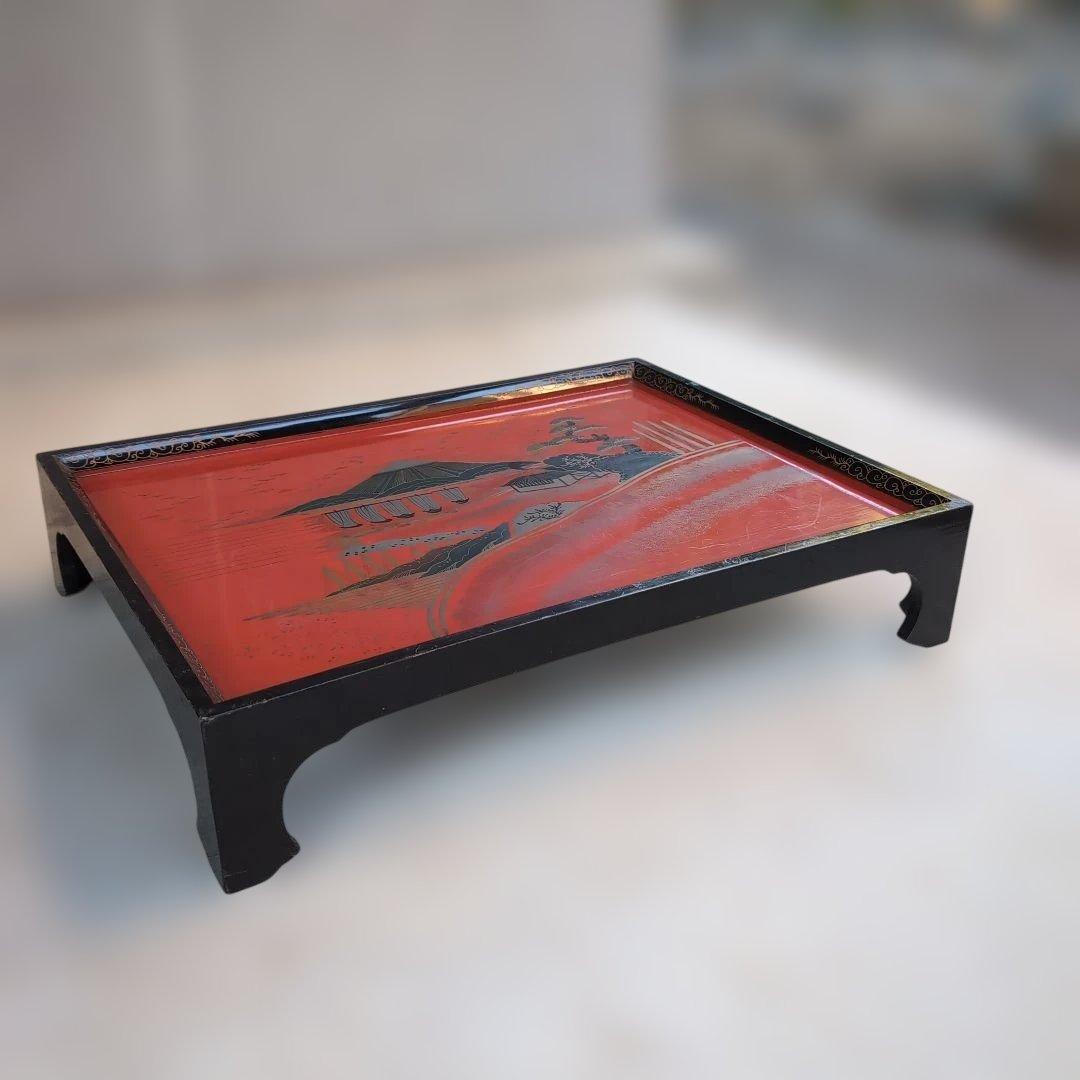 【骨董品】大きめ蒔絵折敷4枚