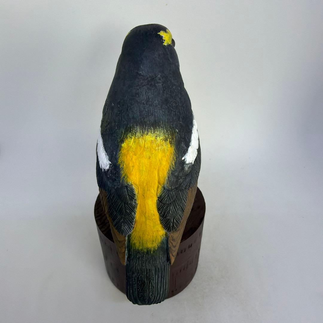 「キビタキ」　木彫りの野鳥　 バードカービング　野鳥彫刻 リアル彫刻