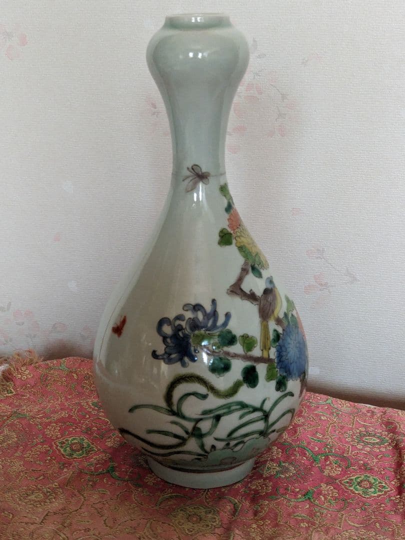 ♦中国陶磁 粉彩 花鳥図 瓶 花瓶 光緒年製 コレクション 骨董品アンティーク