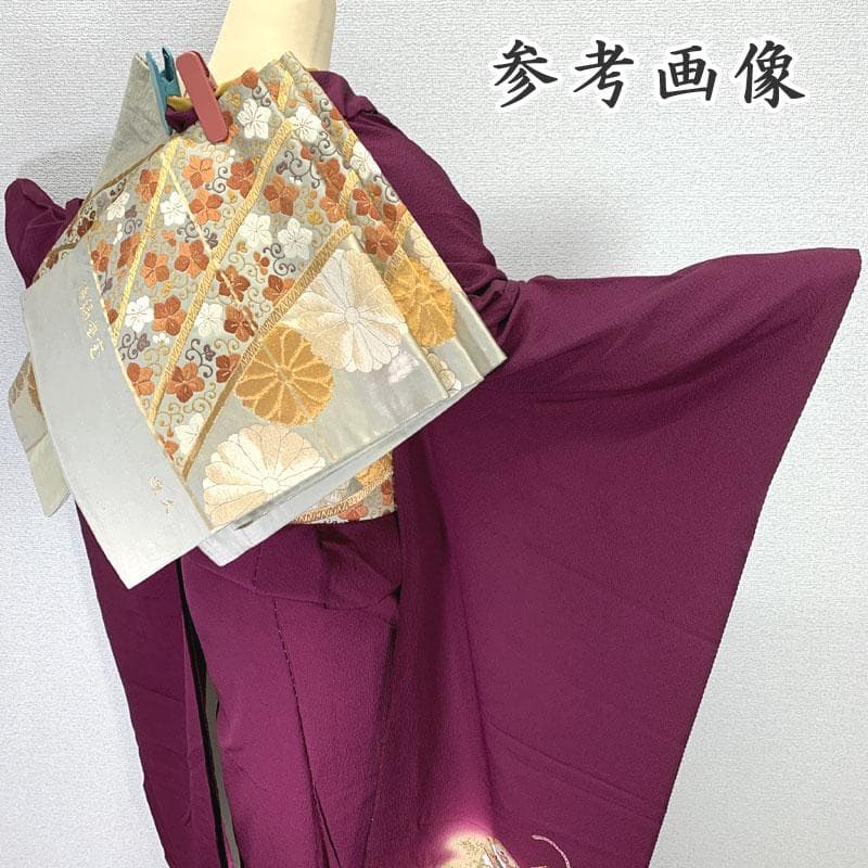 508z17〇振袖 仮絵羽 貝桶 赤紫 金駒刺繍 洒落紋〇美品 成人式 結婚式