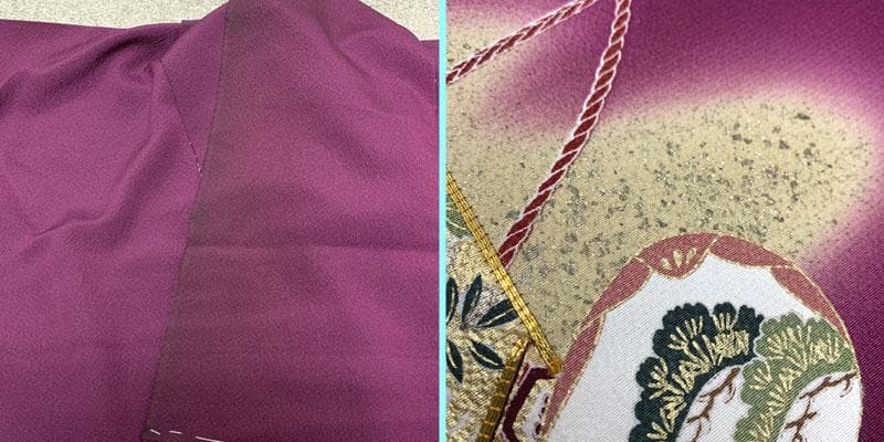 508z17〇振袖 仮絵羽 貝桶 赤紫 金駒刺繍 洒落紋〇美品 成人式 結婚式