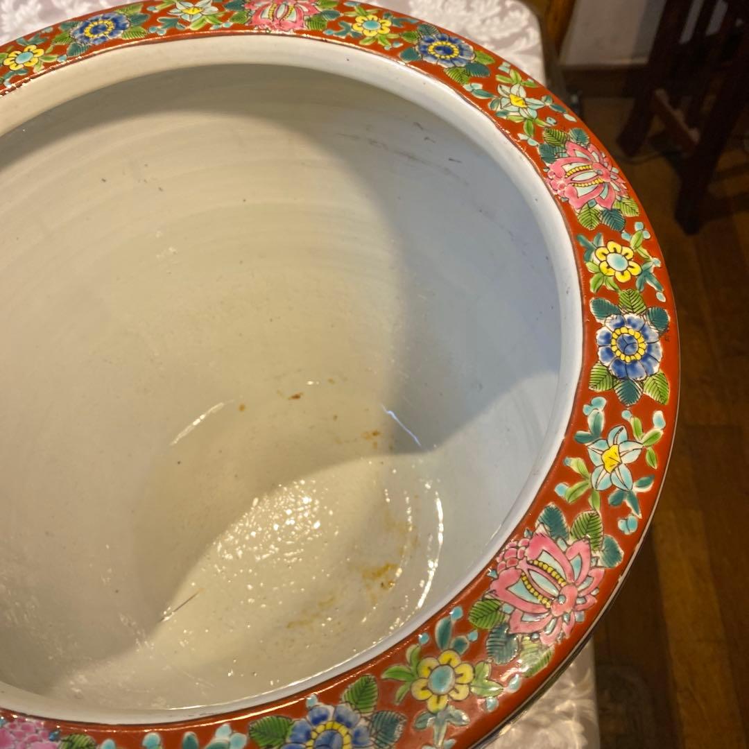 色絵唐獅子牡丹火鉢31cm37cm