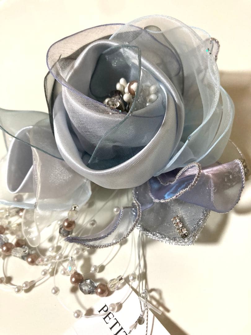 東京ソワール　PETITSOIR コサージュ ブローチブルー　シルバー　美品