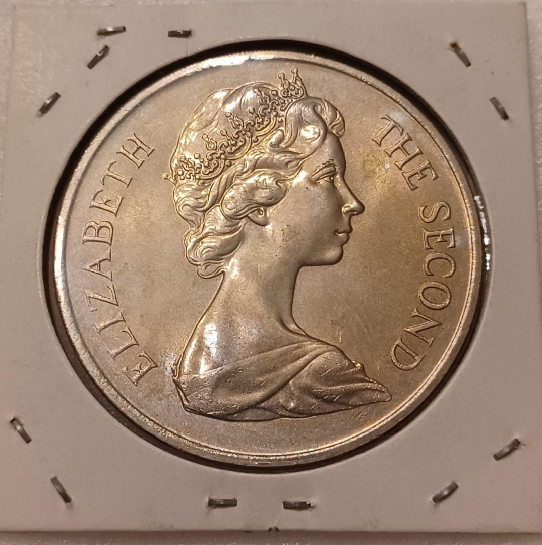 イギリス王室属領 マン島 マンクス猫さんの1クラウン白銅貨 1970年