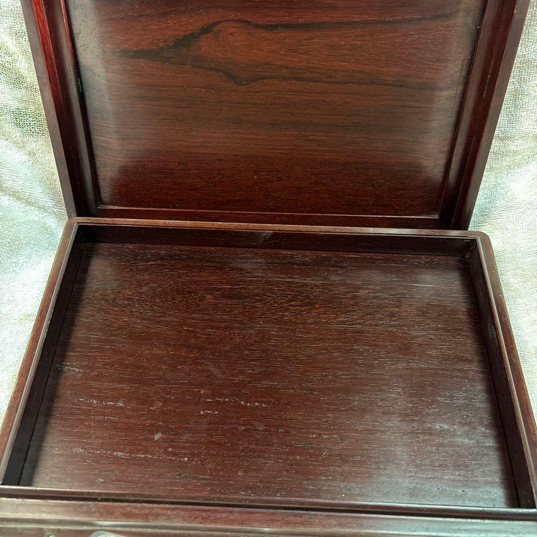 新品未使用 中国古玩 黄花梨紫檀 木製文箱 砚箱 書類ケース 小物入れ