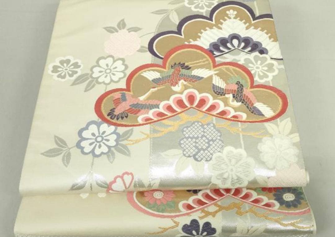 振袖フルセット6点サイズM〜Ｌ駒刺繍　地紙御所車文　暈し染め　金銀彩　正絹