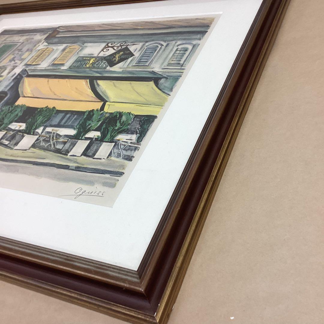 荻須高徳「金獅子亭」リトグラフ 128/150 直筆サイン入り 額装