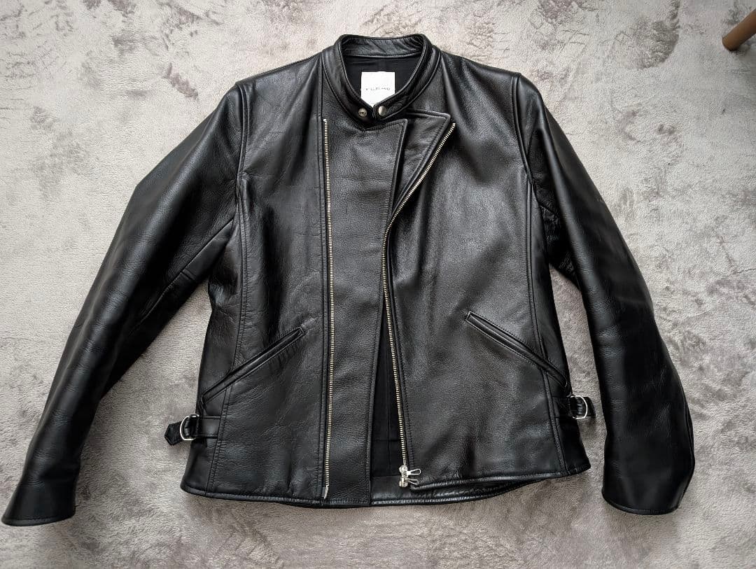 STILL BY HAND ブラックレザーシングルライダースジャケット 46