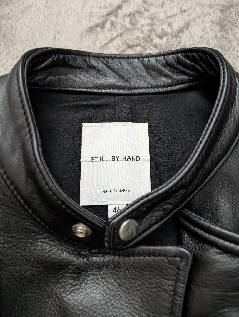 STILL BY HAND ブラックレザーシングルライダースジャケット 46