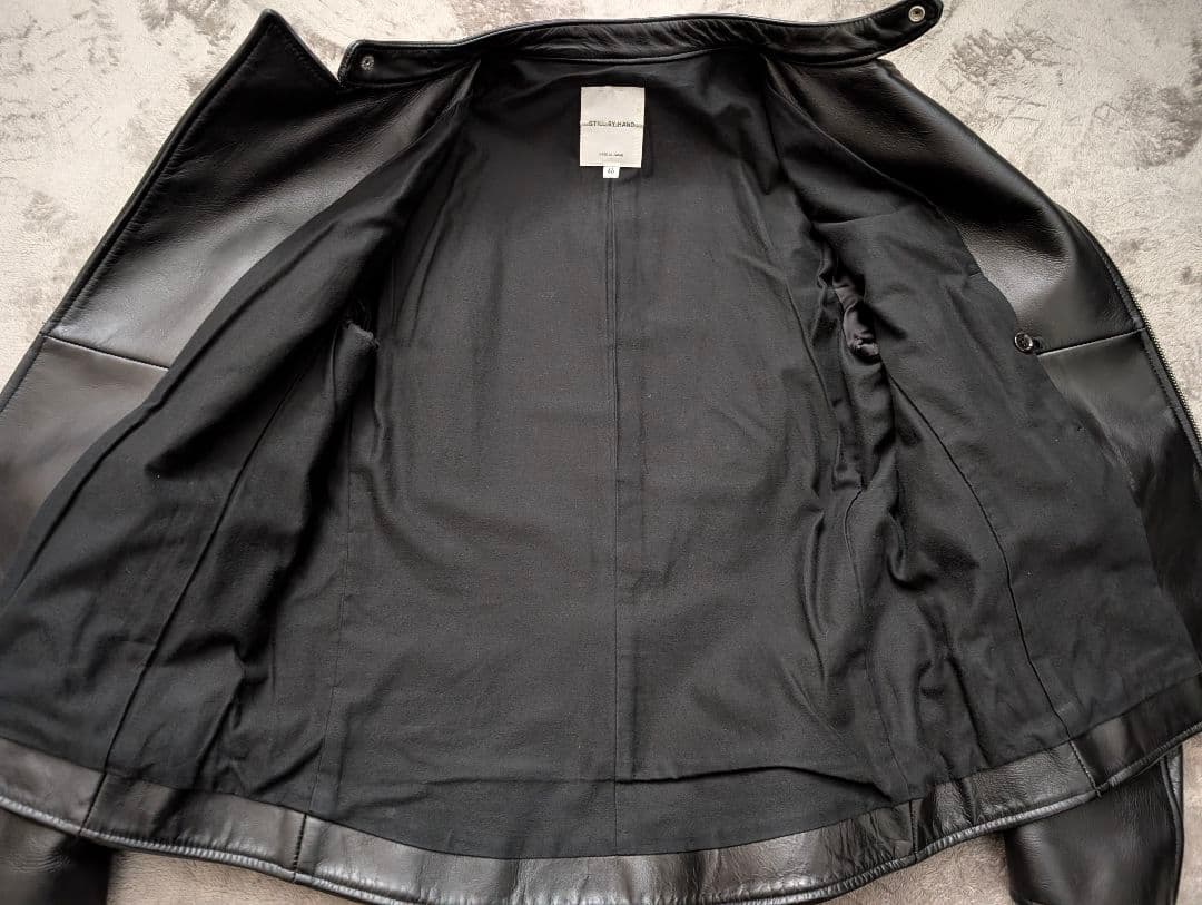 STILL BY HAND ブラックレザーシングルライダースジャケット 46