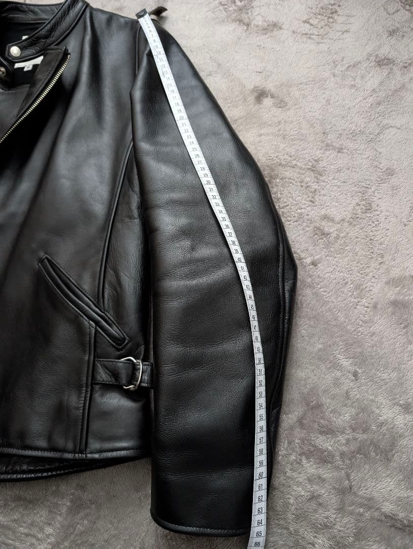 STILL BY HAND ブラックレザーシングルライダースジャケット 46