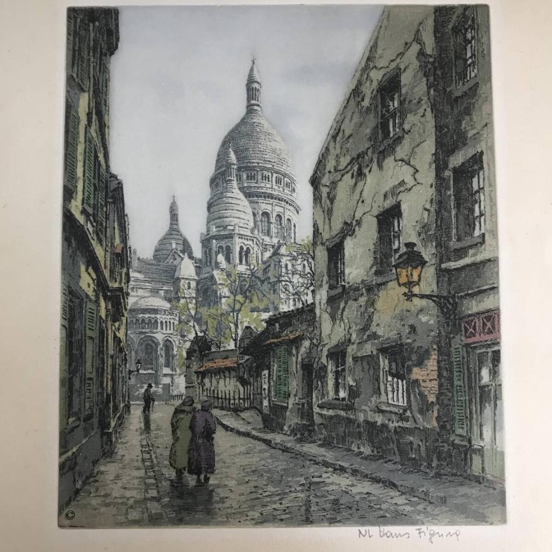 【真作】ハンス・フィグラ Hans Figura 銅版画 パリ サクレ・クール