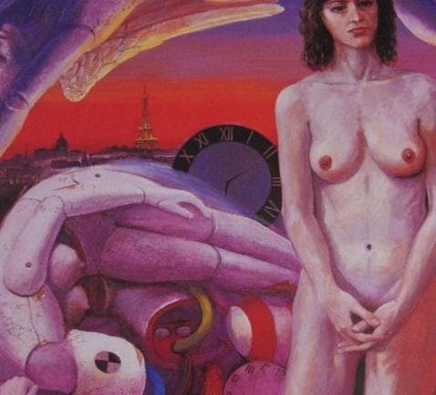 石井武夫、【夕暮れの謎】、希少な額装用画集より、新品額装付、状態良好