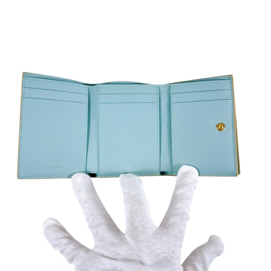 MARNI マルニ ベージュ レザー製 三つ折り財布 コンパクトウォレット