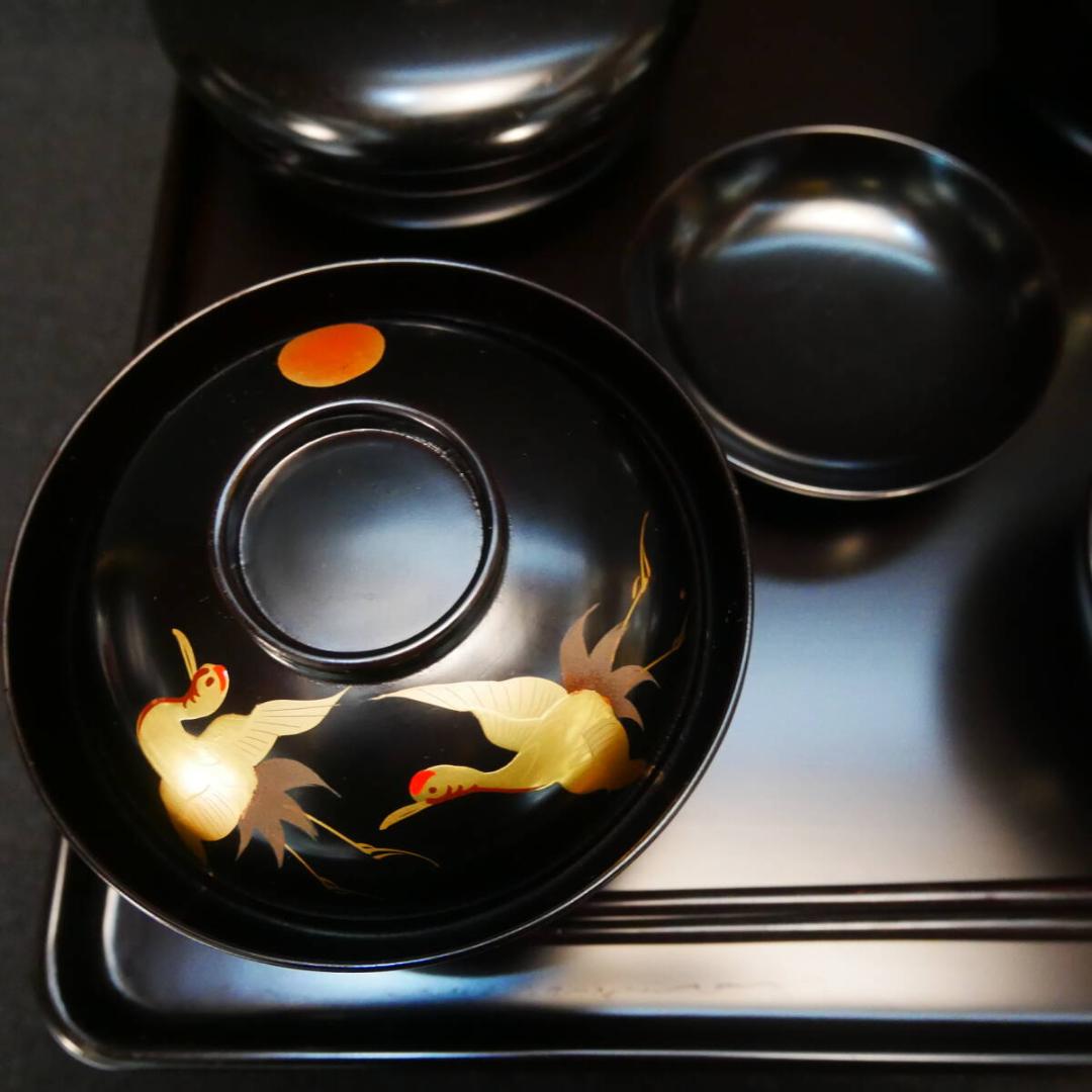 御霊供膳 輪島塗 極上本堅地 布着 昭和初期 岡崎市発送 7078