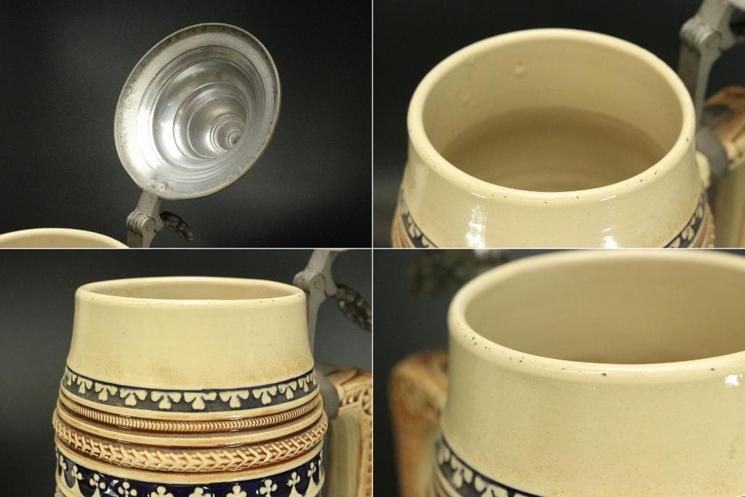 陶器製 特大 ビアカップ 蓋付 高55cm(ZE595)