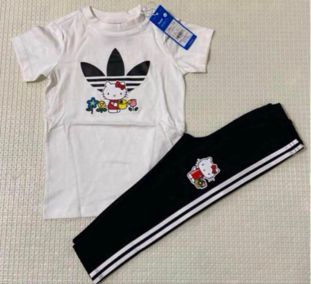 アディダス 新品 Tシャツワンピース レギンスパンツ 90 半袖 キティちゃん