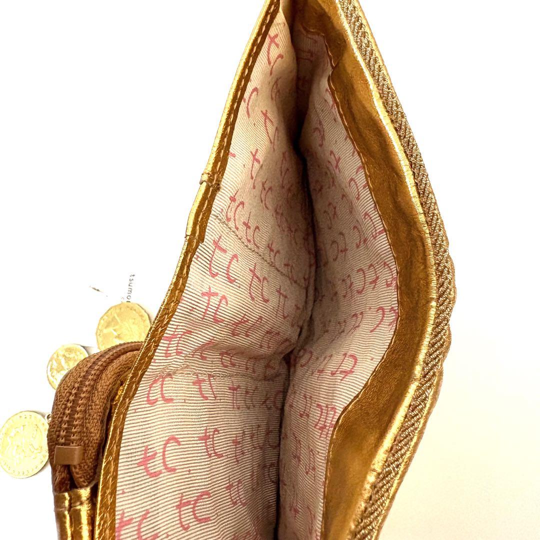 新品☆希少　ツモリチサト　tsumori chisato 二つ折り財布　金　羊革