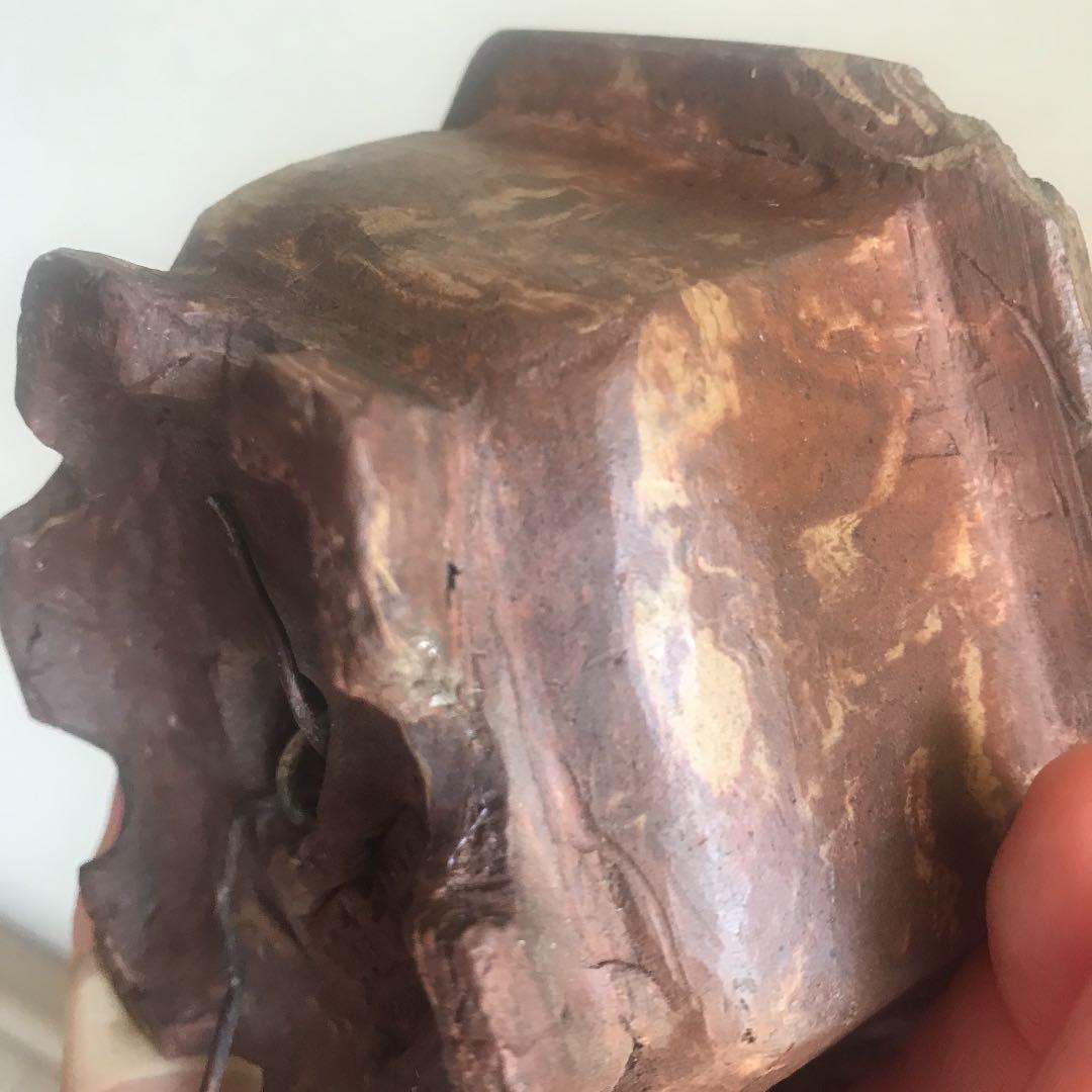 盆栽鉢　時代手捻り練り込み六角マーブルミニ盆栽鉢お洒落盆栽鉢植木鉢山野草一点物