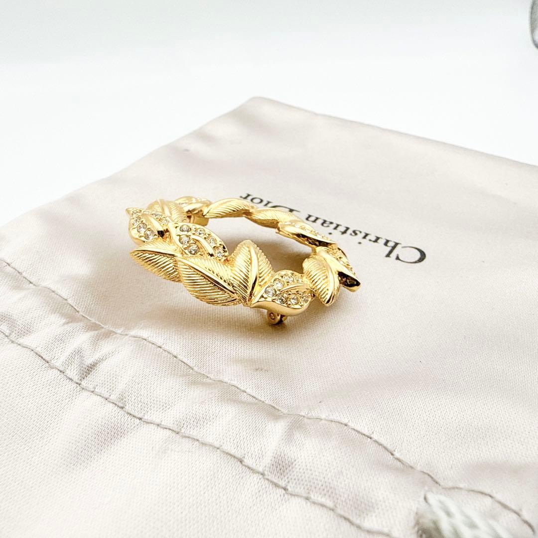 2363 極美品✨Dior　ブローチ　CD　ロゴ　希少　刻印　リーフ