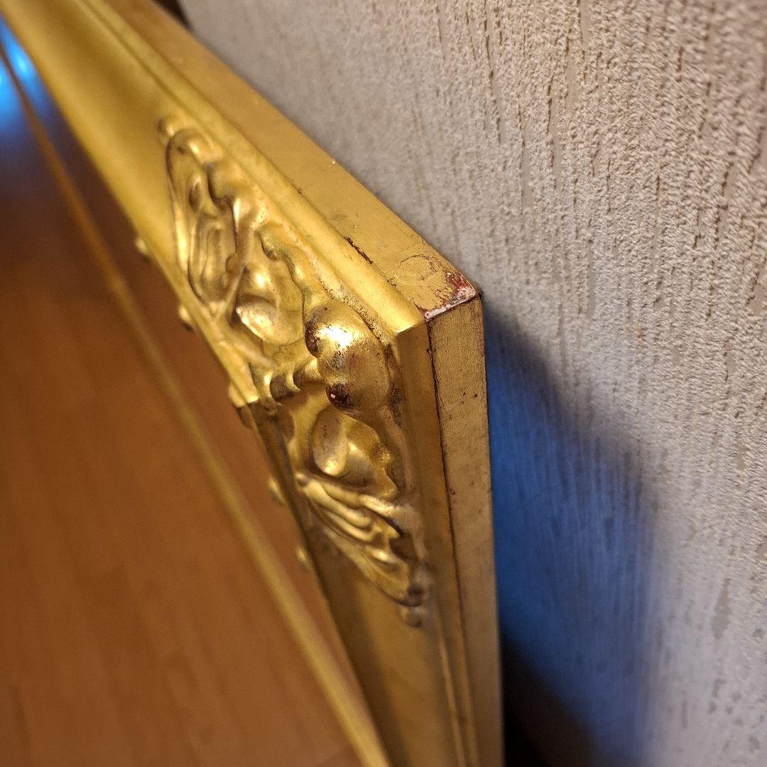 ゴールド木製油彩額大きめアンティーク調外148×98×7内138×87×2箱あり