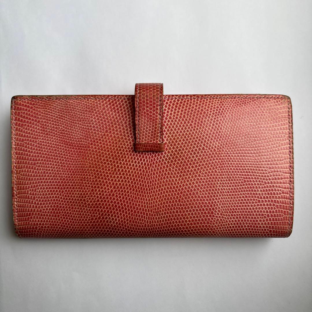 エルメス財布　べアン　スフレ　リザードピンク