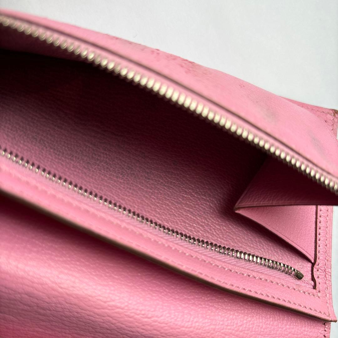 エルメス財布　べアン　スフレ　リザードピンク