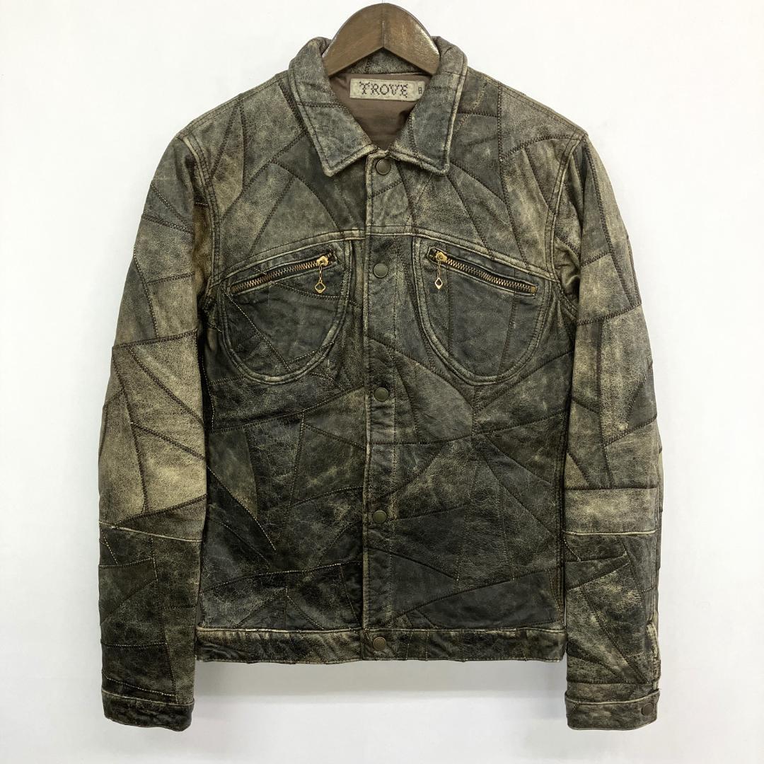 TROVE 本革 レザージャケット ライダース パッチワークデザイン トローヴ