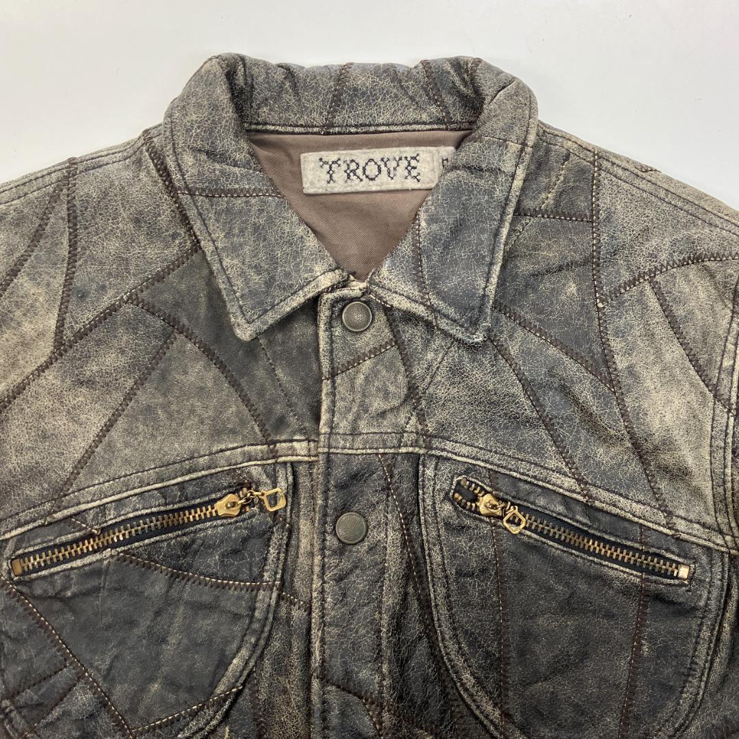 TROVE 本革 レザージャケット ライダース パッチワークデザイン トローヴ