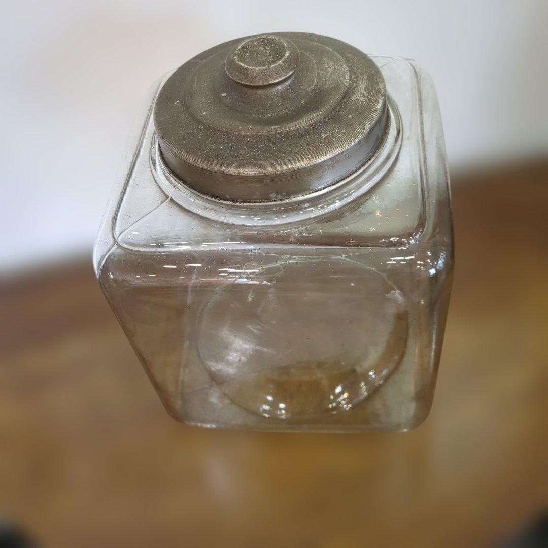 骨董　ガラス瓶　アルミ蓋　角瓶　ガラス　駄菓子屋　瓶　アンティーク