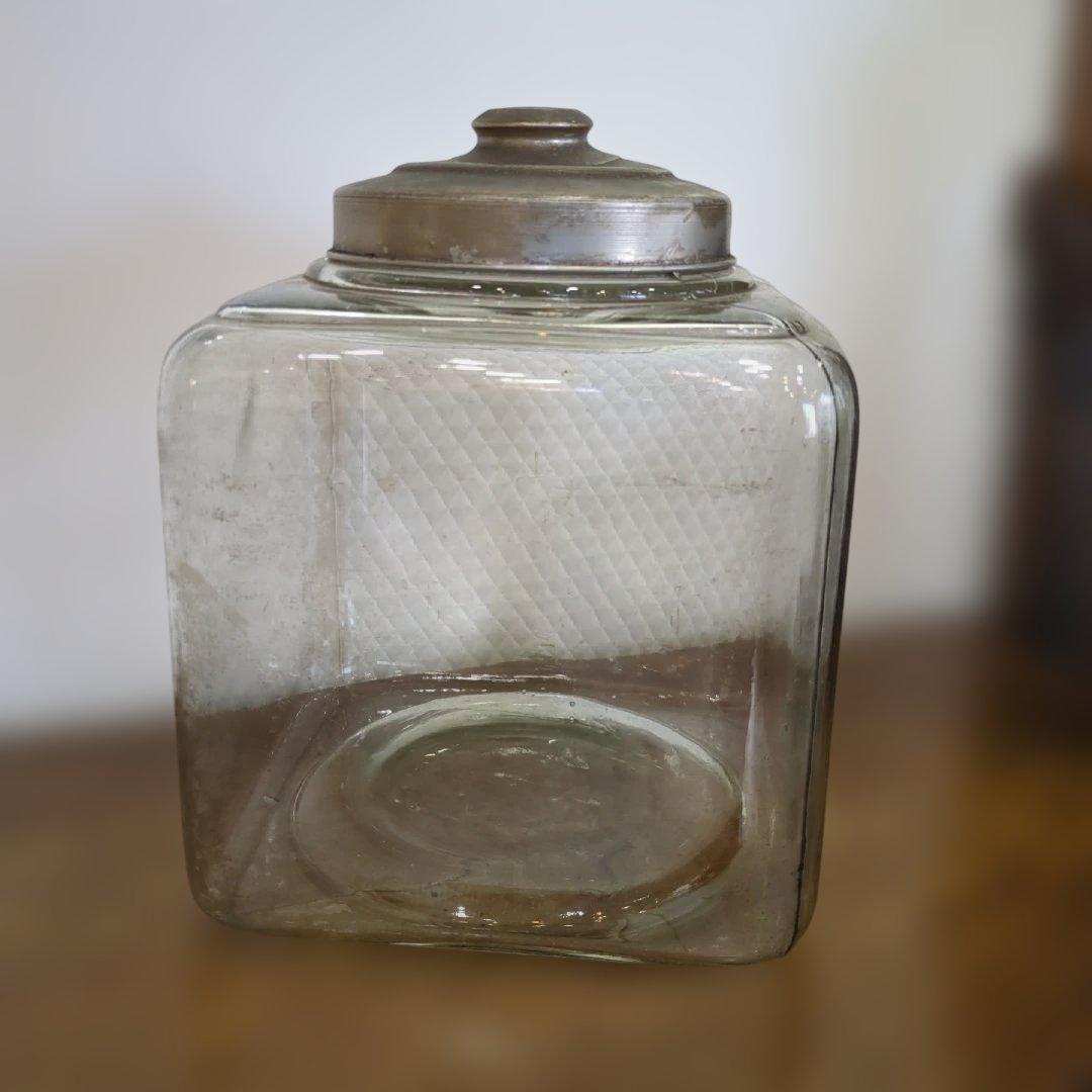 骨董　ガラス瓶　アルミ蓋　角瓶　ガラス　駄菓子屋　瓶　アンティーク