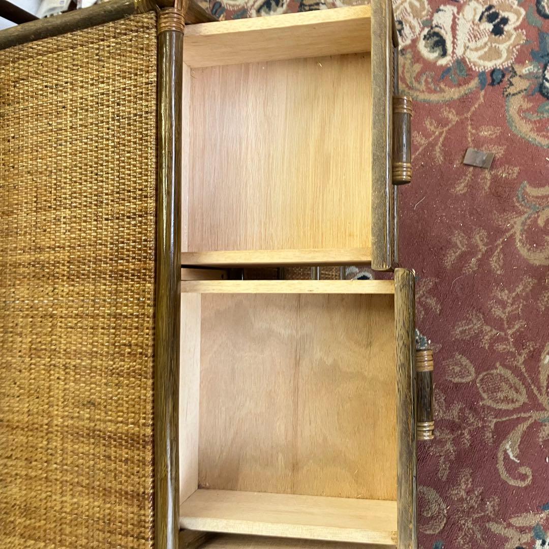 昭和レトロ ラタンサイドボード テレビ台 古家具 4段10杯 引き出し箪笥