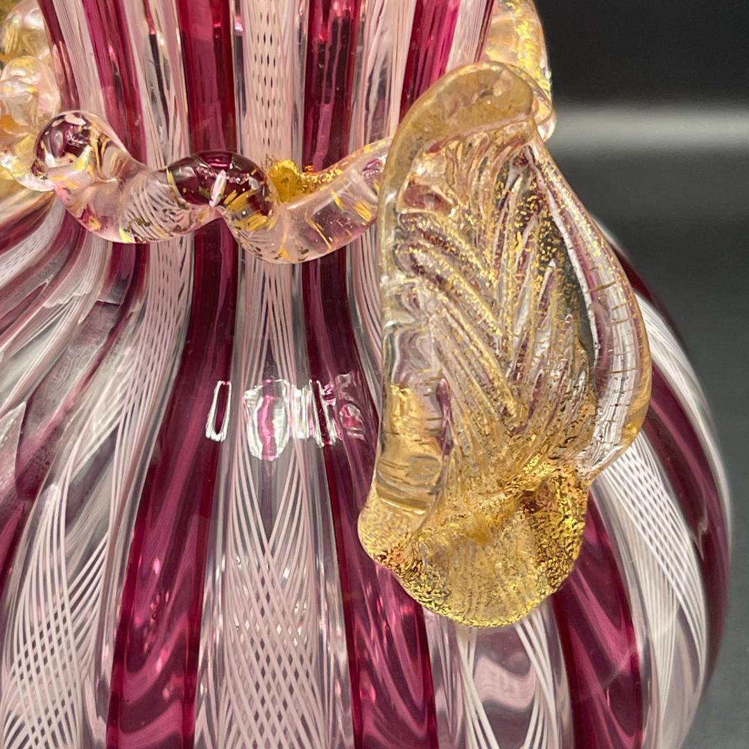 MURANO ムラーノ ベネチアンガラス 約20cmフラワーベース 花瓶 ピンク