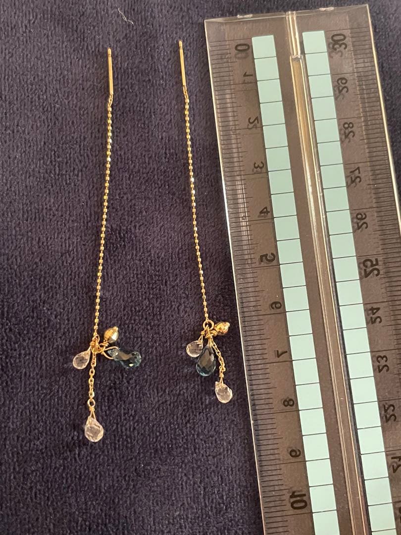 agete K10 アメリカンピアス 天然石 ミラーボール 刻印あり