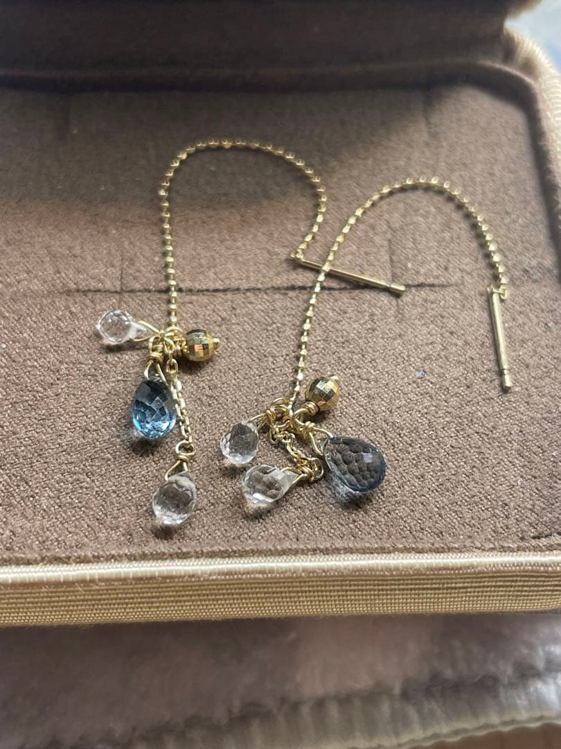 agete K10 アメリカンピアス 天然石 ミラーボール 刻印あり