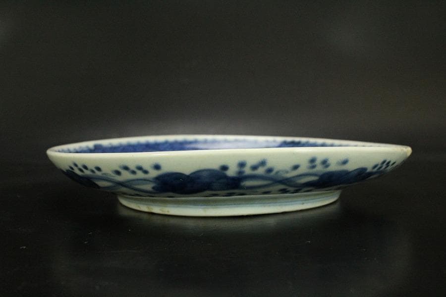 中国美術 青花 龍紋 皿 φ20cm (LC371)